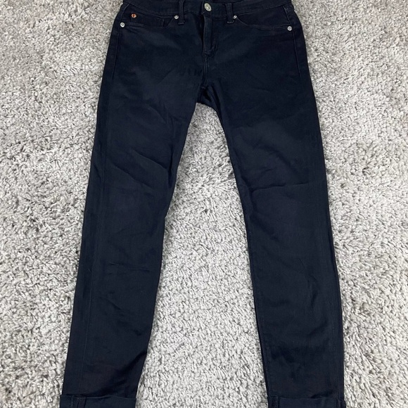 Hudson Harkin Crop Super Skinny Cuff Jeans Women's Size 28 Black Stretch Ankle - Picture 1 of 4